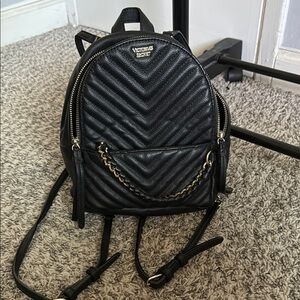 Victoria's Secret Black Chevron Quilted Backpack